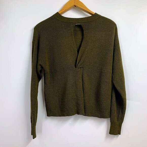 Mango‎ MNG Women's Back Slit Knit Pullover Sweater Dark Green Size S - Picture 2 of 11